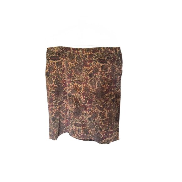 Charter Club Woman 18W Brown Floral Stretch Pencil Skirt - Picture 2 of 7